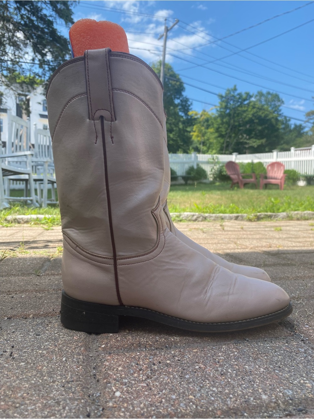 Women's Justin Roper Pinkish Cream Western Cowboy Boots - Classic Pull-On Style